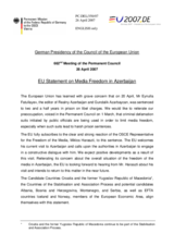 Statement by the German Presidency of the European Union on the Freedom of Media in Azerbaijan