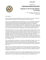 Statement by the Delegation of the United States of America in response to the Minister for Foreign Affairs of Ukraine H.E. Mr Arseniy Yatsenyuk