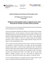 Statement by the German Presidency of the European Union in response to the Minister of foreign affairs of Georgia on his presentation on current situation in Georgia