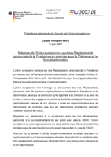 Statement by the German presidency of the European Union on the report presented by the representative of the CIO concerning racism, terrorism and discrimination. Also focussing on combating intolerance and discrimination against Muslims