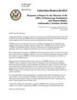 Statement by the Delegation of the United States of America in response to the to Report by the Director of the Office of Democratic Institutions and Human Rights, Ambassador Christian Strohal
