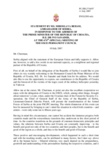 Statement by the delegation of Serbia in response to the address of the Prime Minister of the Republic of Croatia