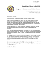 Statement by the Delegation of the United States of America in response to the address of the Prime Minister of the Republic of Croatia