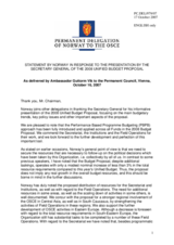 Statement by the Delegation of Norway in response to the presentation of the 2008 Unified Budget Proposal by the Secretary General, Ambassador de Brichambaut