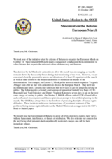 Statement by the Delegation of the United States on the Belarus European March