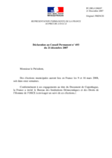 Statement by the Delegation of France, in which the OSCE Office for Democratic Institutions and Human Rights is invited to monitor the upcoming local elections to take place in France in March (fr)