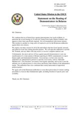Statement by the Delegation of the United States on the beating of demonstrators in Belarus