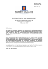 Statement by the Delegation of Norway on the 2008 Unified Budget
