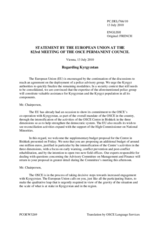 Statement by the Belgian Presidency of the Council of the European Union on deployment of an OSCE police advisory group to Kyrgyzstan