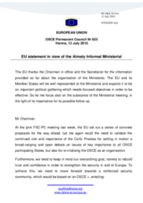 Statement by the Belgian Presidency of the Council of the European Union on the Informal Ministerial Meeting, Almaty, 16-17 July 2010