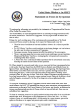 Statement by the Delegation of the United States on situation in Kyrgyzstan
