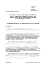 Statement by the Delegation of the Russian Federation in response to the report by the Head of the OSCE Office in Tajikistan, Ambassador Ivar Vikki