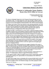 Statement by the Delegation of the United States in response to the report by the Head of the OSCE Office in Yerevan, Ambassador Sergey Kapinos