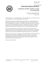 Statement by the Delegation of the United States on the Permanent Council Decision No. 947 on the OSCE Police Advisory Group to Kyrgyzstan