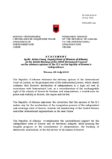 Statement by the Delegation of Albania on the advisory opinion by the International Court of Justice on Kosovo's Declaration of Independence, issued on 22 July 2010