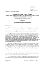 Statement by the Delegation of the Russian Federation in response to the Address by the Special Envoy of the Chairperson-in-Office, Deputy Minister for Foreign Affairs of Kazakhstan, Konstantin Zhigalov, on an OSCE Summit