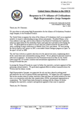 Statement by the Delegation of the United States in response to the address by the United Nations High Representative for the Alliance of Civilizations, Jorge Sampaio