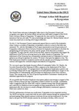 Statement by the Delegation of the United States on the update on the deployment of the Police Advisory Group to Kyrgyzstan
