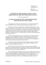 Statement by the Belgian Presidency of the Council of the European Union in response to the report by the Head of the OSCE Presence in Albania, Ambassador Robert Bosch