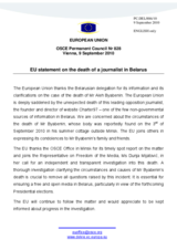 Statement by the Belgian Presidency of the Council of the European Union on the death of journalist Mr. O. Bebenin