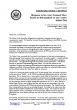 Statement by the Delegation of the United States in response to the report by the Secretary General, Ambassador Marc Perrin de Brichambaut, on the implementation of the 2004 OSCE Action Plan for the promotion of gender equality