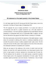 Statement by the Belgian Presidency of the Council of the European Union on the Death penalty in the United States of America