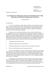Statement by the Delegation of Switzerland in response to the report by the Director of the Conflict Prevention Centre, Ambassador Herbert Salber