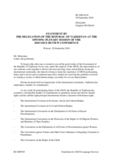 Statement by the Permanent Mission of Tajikistan to the OSCE
