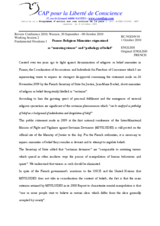 Statement by M Becourt Thierry, President of the Coordination of Associations and Individuals for Freedom of Conscience on Religious Minorities stigmatized as "mutating viruses" and "pathology of belief"