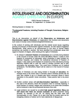 Statement from the Observatory on Intolerance and Discrimination Against Christians in Europe on Fundamental Freedoms