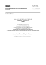 Statement by the Permanent Delegation of Belarus on Fundamental Freedoms