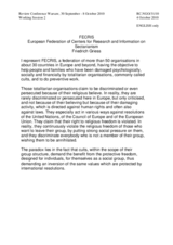 Statement by Mr. Friedrich Griess, representative of the European Federation of Centers for Research and Information on Sectarianism