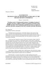 Statement by the Delegation of the Republic of Belarus