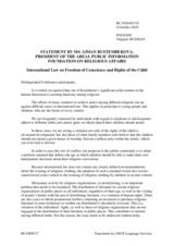 Statement by the Aiman Rustembekova, President, Informational Fund on Religious Questions in Kazakhstan