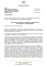 Violations of the Right to Freedom of Association of Western Thrace Turkish Minority