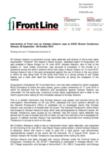 Intervention of Front Line on Azimjan Askarov case