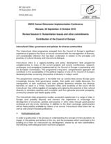 Contribution of the Council of Europe on Intercultural Cities: governance and policies for diverse communities