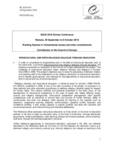 Contribution of the Council of Europe on Intercultural and Inter-religious Dialogue Through Education