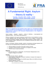 Announcement of the Side Event, A Fundamental Right: Asylum - theory & reality - Tuesday, 5 October 2010, 13:00h - 15:00h, Belvedere B Room, Hotel Sofitel Victoria