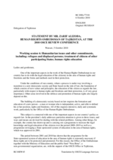 Statement by the Permanent Mission of Tajikistan Mr. Alizoda Zarif, Ombudsman of Tajikistan