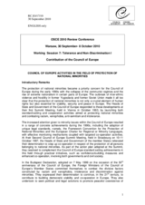 Contribution of the Council of Europe on Activities in the Field of Protection of National Minorities