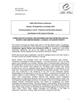 Contribution of the Council of Europe on Combating Intolerance and Discrimination and Promoting Mutual Respect and Understanding:  A Council of Europe Priority