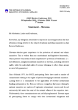 Statement by the Ministry of Foreign Affairs of the Republic of Slovenia