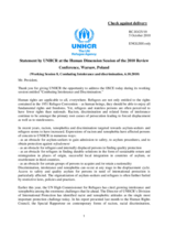Statement by UNHCR at the Human Dimension Session