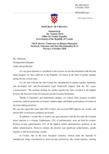 Statement by Ms. Tamara Sterk, Office for Gender Equality, Government of the Republic of Croatia