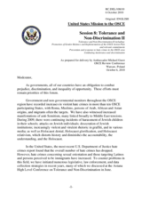 Promotion of Gender Balance and Implementation of the OSCE Action Plan and relevant commitments, Prevention and response to hate crimes in the OSCE area, Combating intolerance and discrimination
