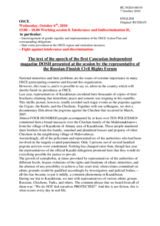 The text of the speech of the first Caucasian independent magazine DOSH presented at the session by the representative of the Russian-Finnish Civil Rights Forum