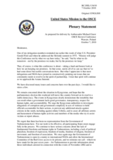 Plenary Statement by the United States Mission to the OSCE