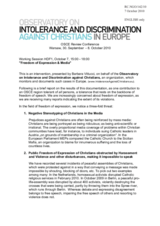 Intervention presented by Barbara Vittucci, on behalf of the Observatory on Intolerance and Discrimination against Christians