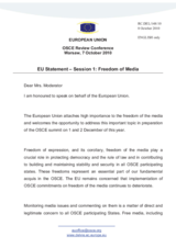 Statement by the European Union